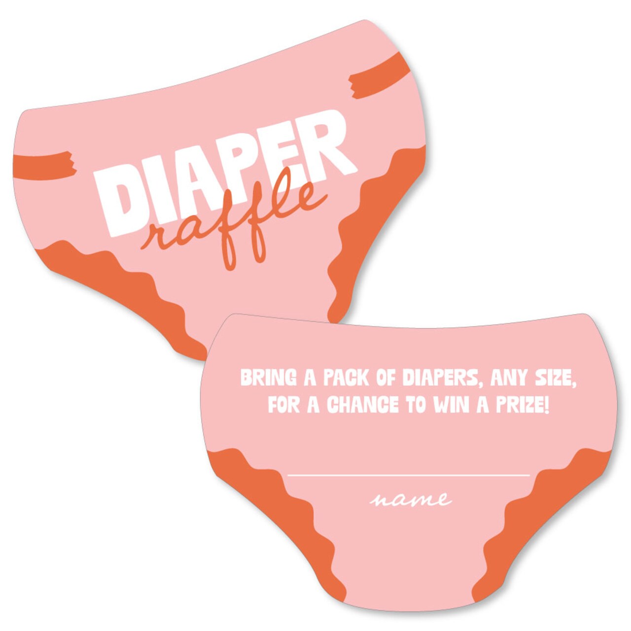 Big Dot of Happiness Pink and Orange Wavy Diaper Raffle Game Cards, Retro Baby Shower Activities, Diaper-Shaped Raffle Ticket Inserts - 24 Count
